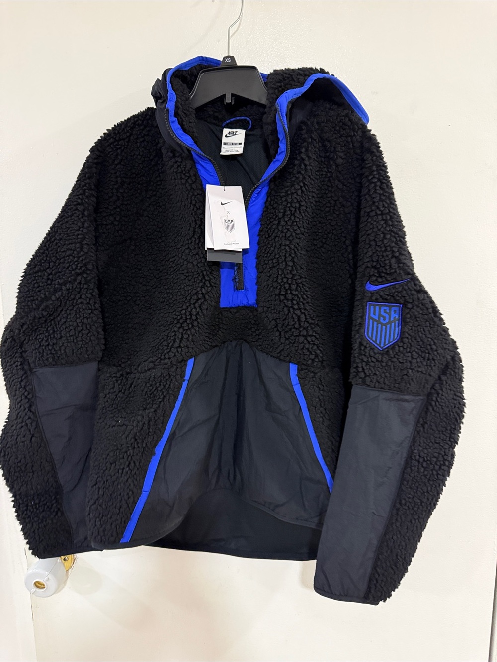 Nike Black Sherpa Pullover with Royal Blue Accents